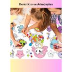 Deniz Kızı ve Arkadaşları Çocuk 2.5m Dev Boyama Kağıdı | Doğum Günü Özel Aktivite Hediyesi - Çok Renkli