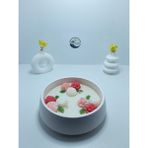 Deniz Kuzey Design Karamel Latte Kokulu Gül Mum - Taş Tozu Saksılı Dekoratif Mum - Beyaz - 1