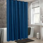 Deniz Mavisi Duş Perdesi 75x190 cm Su Geçirmez Küf Önleyici Yıkanabilir Polyester Ekose Tasarımlı ve 12 Kancalı Dayanıklı Banyo Dekoru Şık İç Mekanlar için
