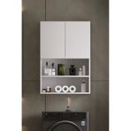 Deniz Modern Banyo Dolabı 2 Kapaklı Raflı Düzenleyici Çok Amaçlı Beyaz