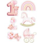 Deniz Parti 1 Yaş Pembe Yenilebilir Cupcake ve Pasta Resim Baskı - 1 Adet