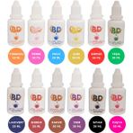 Deniz Parti Bd 12'li Sıvı Gıda Boyası Seti – 20 ml (Turuncu, Pembe, Mavi, Sarı, Yeşil, Kırmızı, Lacivert, Bordo, Kahve, Mor, Siyah, Fuşya)