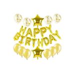 Deniz Parti Süsleri Happy Birthday Gold Harf Folyo Balon Set