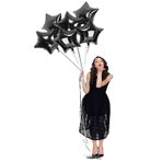 Deniz Parti Süsleri Yıldız Siyah Renk Folyo Balon 18 Inç