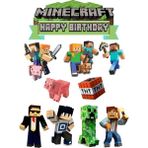 Deniz Parti Yenilebilir Şekerli Kağıt Baskısı Cupcake ve Pasta Resim Baskı Minecraft Temalı 10