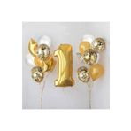 Deniz Party Store 1 Yaş Gold Folyo Balon Şeffaf Balon Seti Doğum Günü Parti Seti