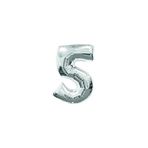 Deniz Party Store 16 inç 40 cm 5 Rakamı Gümüş Folyo Balon
