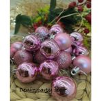 Deniz Party Store 24 Adet Yılbaşı Ağaç Süsü Cici Top 3 Cm - Pembe