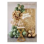 Deniz Party Store-30 Küf Yeşili 15 Krom Gold 15 Deniz Kumu Pastel Ten Rengi Doğum Günü Ve Nişan Balon Zinciri Set