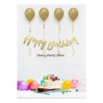 Deniz Party Store 4 Adet Metalik Gold Balon Happy bırthday Kaligrafi Yazı set