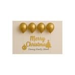 Deniz Party Store 4 Adet Metalik Gold Balon Yılbaşı Merry Christmas Kaligrafi Yazı Set