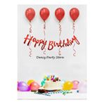Deniz Party Store 4 Adet Metalik Kırmızı Balon Happy bırthday Kaligrafi Yazı set