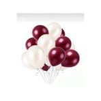 Deniz Party Store 5 Adet Bordo 5 Adet Beyaz Renk Lateks Balon 10 Lu