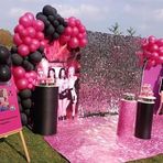 Deniz Party Store BLACK PİNK DOĞUM GÜNÜ SİYAH METALİK FUŞYA BALON ZİNCİR SETİ