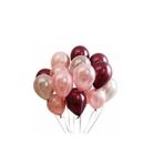 Deniz Party Store Bordo Metalik Rose Gold Gri Balon Set 15 Adet