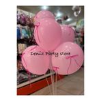 Deniz Party Store Fuşya Organze Fiyonk Kurdeleli 6 Adet Pembe Balon