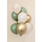 Deniz Party Store-Krom Gold Küf Yeşili Ve Pastel Beyaz Renk Balon (3 er Adet)