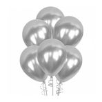 Deniz Party Store-METALİK GÜMÜŞ LATEX BALON 10 ADET 12 İNÇ