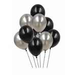 Deniz Party Store Metalik gümüş Pastel siyah Balon 12 inç 25 Adet
