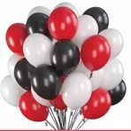 Deniz Party Store-PASTEL KIRMIZI SİYAH BEYAZ Balon Set 15 Adet