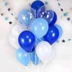Deniz Party Store-PASTEL KOYU MAVİ AÇIK MAVİ BEYAZ ŞEFFAF BALON SETİ 14 ADET