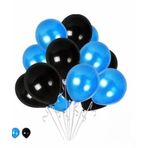 Deniz Party Store-PATRON BEBEK METALİK MAVİ SİYAH BALON 12 İNÇ 10 ADET