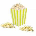 Deniz Party Store Sarı Beyaz çizgili Karton Popcorn Mısır Cips Kutusu 8 Adet