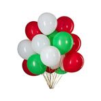 Deniz Party Store Yılbaşı Pastel Kırmızı Yeşil Beyaz Latex Balon Seti 15 Adet