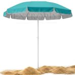 Deniz Plaj ve Balkon Şemsiyesi - Fiberglass Paslanmaz İskelet, Alüminyum Gövde, Canlı Renkler İç Dokumalı Kumaş Polyester ve Pamuklu 170 cm (Cırt Cırt Hediyeli) (TURKUAZ)