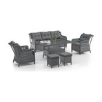Deniz Rattan Puflu Bahçe Balkon Takımı 3+1+1 Antrasit