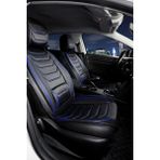 Deniz Tuning peugeot 406 Lüx Uyumlu Deri Oto Koltuk Kılıfı 5'li Set Tam Takım Lıne Siyah Mavi - Siyah - Mavi