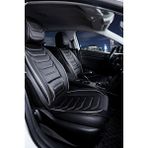 Deniz Tuning Volvo XC70 Lüx Uyumlu Deri Oto Koltuk Kılıfı 5'li Set Tam Takım Lıne Siyah Beyaz - Siyah - Beyaz