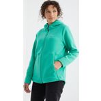 Deniz Yeşili Kapüşonlu Fermuarlı Rahat Form Kadın Polar Sweatshirt - 97233