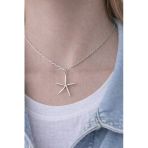 Deniz Yıldızı Figürlü Gümüş Renk Metal Tasarım Unisex Günlük Kolye