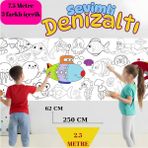 Denizaltı, Araçlar, Sevimli Korsanlar 7,5 Metre Dev Boyama Kağıdı | Doğum Günü Eğlenceli Oyuncak - 3'lü