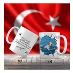 Denizde Yüzen Mustafa Kemal Atatürk - Atatürk'ün Sözleri -Kupa Bardak