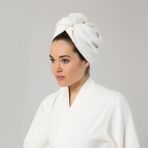 Denizli Çeyiz 2 Adet %100 Pamuk Havlu Saç Bonesi - Beyaz - 8 x 5 cm