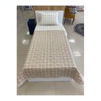 DENİZLİ ÇEYİZ Çift Taraflı Tek Kişilik Kapitone Yatak Örtüsü Takımı Krem Bej Kareli Bej 160 x 235