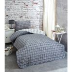 Denizli Çeyiz Çift Taraflı Tek Kişilik Kapitone Yatak Örtüsü Takımı Petek Gri Beyaz - 160 x 235 cm