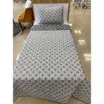 Denizli Çeyiz Çift Taraflı Tek Kişilik Kapitone Yatak Örtüsü Takımı Zincir Yıldız Gri - 160 x 235 cm