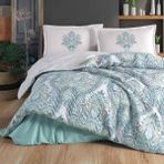 Denizli Çeyiz Clasy Çift Kişilik 4 Mevsim Kapitone Nevresim Seti Ruma Mint - 220 x 230 cm