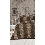 DENİZLİ ÇEYİZ Tek Kişilik Çarşafı Lastikli Nevresim Takımı Leopar Desen