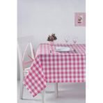 DENİZLİ CONCEPT Kareli Masa Örtüsü Pembe 160x260 Cm