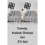 Denizli Concept Trendy Koltuk Örtüsü Gri 2'li Set - 170 x 230 cm