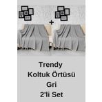 DENİZLİ CONCEPT Trendy Koltuk Örtüsü Gri 2'li Set 170x230cm