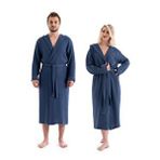 Denizli Concept Unisex Kapşonlu 4 Kat Müslin Bornoz - Lacivert S/M