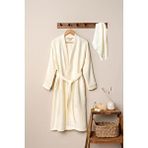 Denizli Concept Unisex Kimono Müslin Bornoz Havlu Seti Ekru
