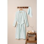 DENİZLİ CONCEPT Unisex Kimono Müslin Bornoz + Havlu Seti Mint