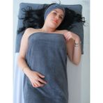 Denizli Cotton Güzellik Merkezlerine Özel Supersoft Kadife Havlu Seti Banyo 70X140 cm Baş 50X90 cm Bandana 8X70 cm - 70 x 140 cm - İndigo