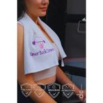 Denizli Cotton Nakışlı Sporcu Havlusu Pamuklu, Anti Bakteriyel, Ter Emici Fitness Plates Boks Tenis Spor Havlusu - Beyaz - 30 x 90 cm